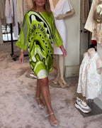 Lisa | Modieuze Midi-jurk met Ronde Hals en Print