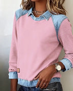 Blouse met modieuze revers en lange mouwen