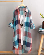Marloes | Shirt met Lange Mouwen en Geruite Print