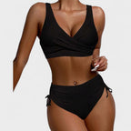 Helena - Bikini con taglia alta e top con elastico in seta