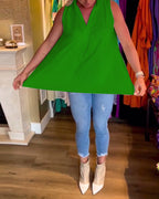 Roos | Mouwloze top met ruches en revers