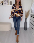 Sanne | Bedrukte Casual Top met V-hals