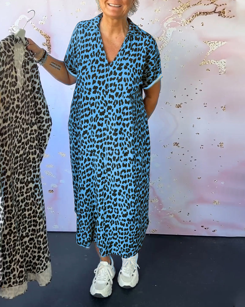 Fleur | V-hals Jurk met Luipaardprint