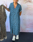 Fleur | V-hals Jurk met Luipaardprint