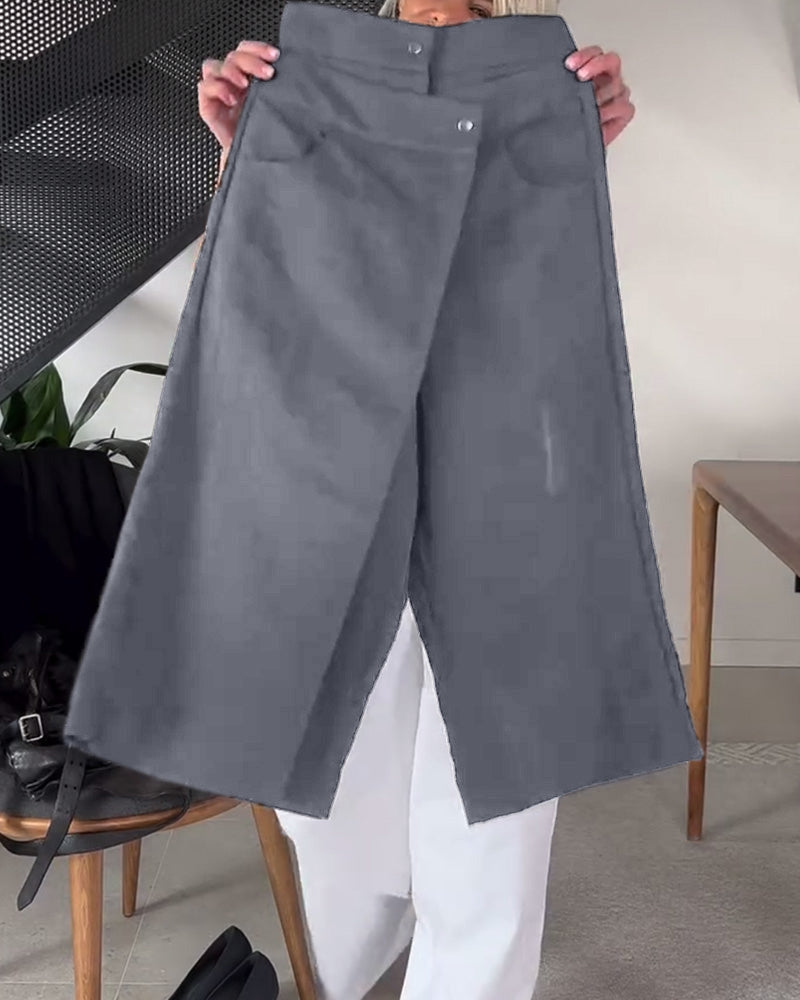 Femke | Eénkleurige Asymmetrische Casual Broek