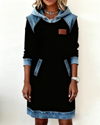 Roos | Hoodiejurk met Contrasterende Details