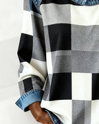 Huis Van Loon | Trui met Ruit Patchwork en Contrastkleur