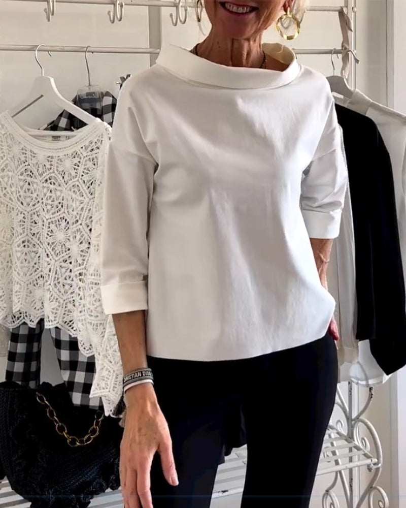 Eva | Casual Top met Effen Revers