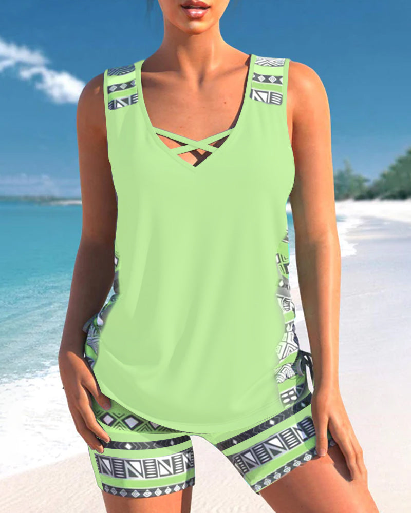 Márcia - tankini con stampa geometrica