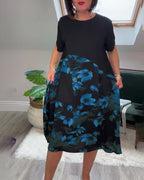 Patchworkjurk met Ronde Halslijn en Bloemenprint