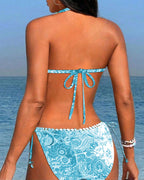 Ilse | Kleurrijke Patchwork Kanten Halterbikini