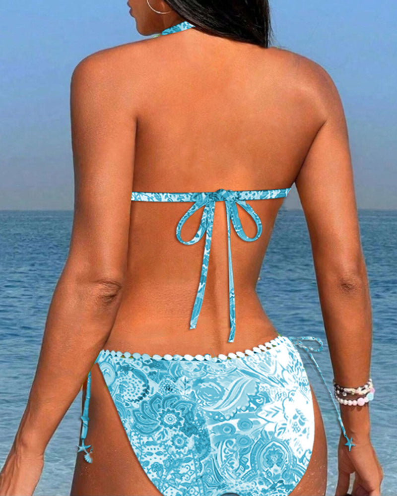 Ilse | Kleurrijke Patchwork Kanten Halterbikini