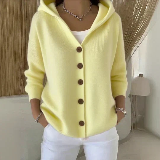 Daniela | Cardigan in Maglia con Cappuccio e Bottoni