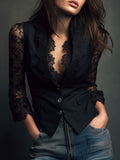 Naomi | Top Blazer Nero a Maniche Semi-Trasparenti