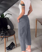 Femke | Eénkleurige Asymmetrische Casual Broek