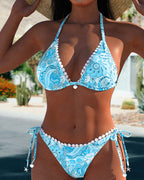 Ilse | Kleurrijke Patchwork Kanten Halterbikini
