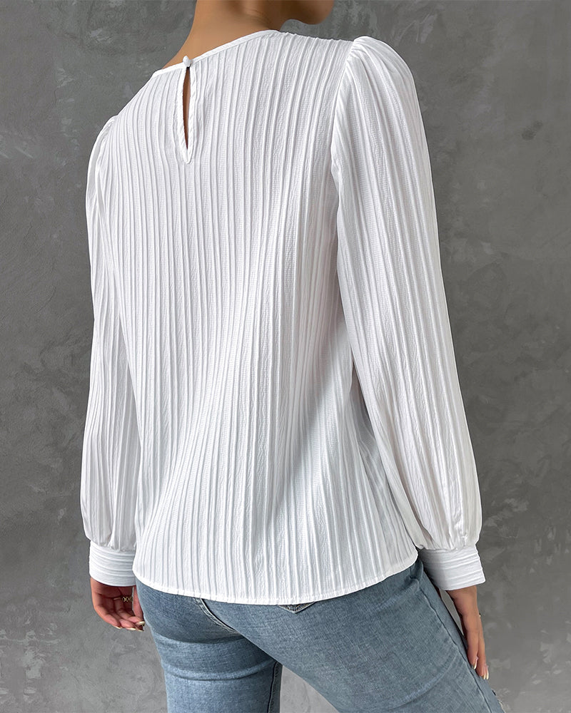 Roos | Lantaarnmouwen Effen Blouse