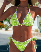 Ilse | Kleurrijke Patchwork Kanten Halterbikini