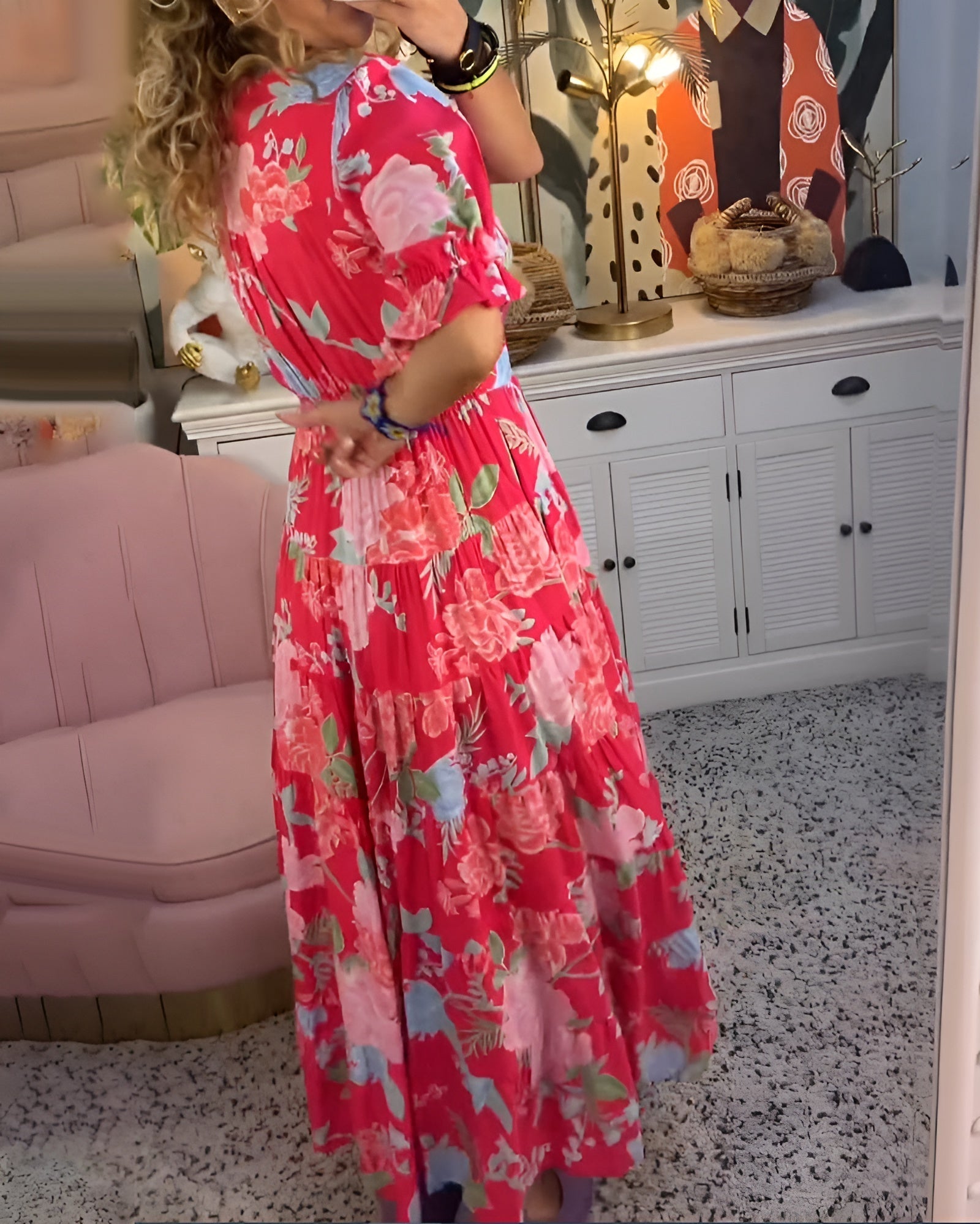 Emma | V-hals Zakjurk met Bloemenprint