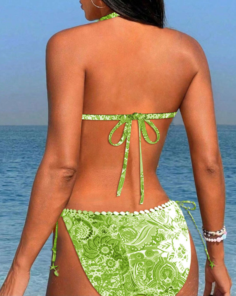 Ilse | Kleurrijke Patchwork Kanten Halterbikini