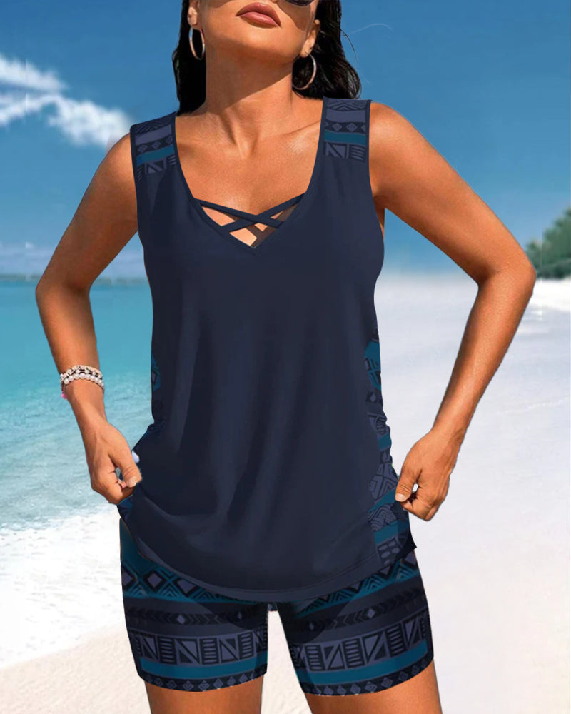 Márcia - tankini con stampa geometrica