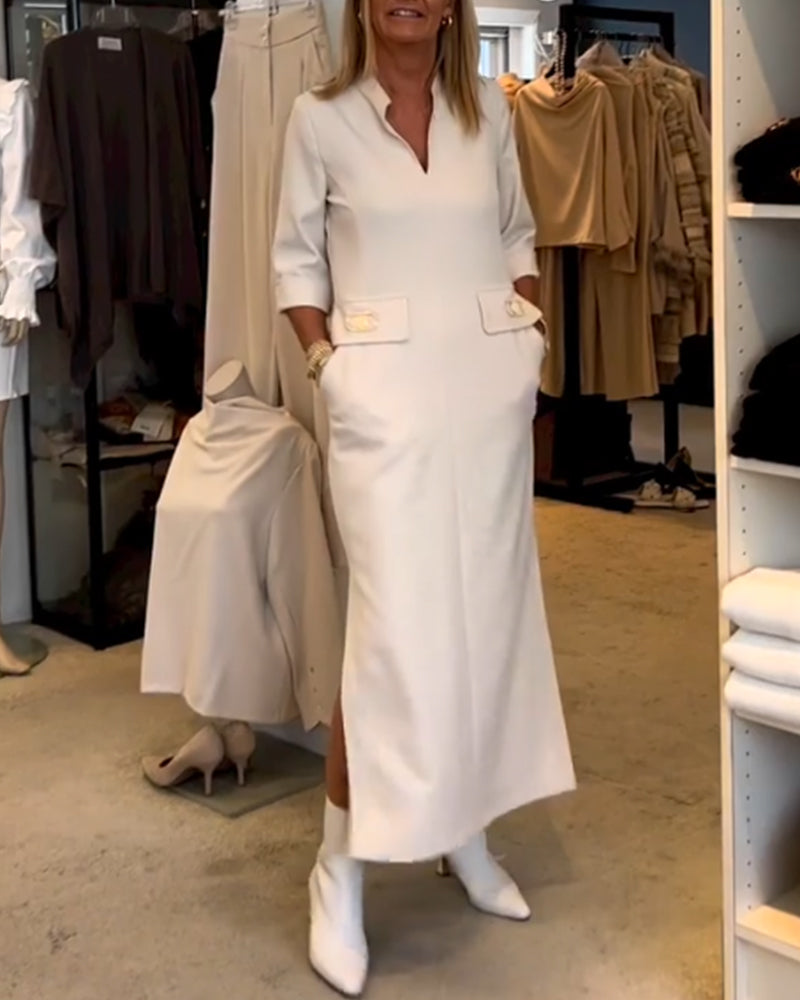 Emma | Effen Splitjurk met 3/4-Mouwen