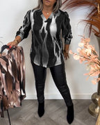 Blouse met Contrasterende Kraag en Overslag