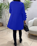 Julia | Casual Knielange Jurk met Lange Mouwen