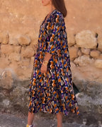 Roos | V-hals Jurk met Retroprint