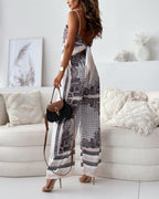 Elena | Set di due pezzi eleganti con top lacci e pantaloni presto per le vacanze