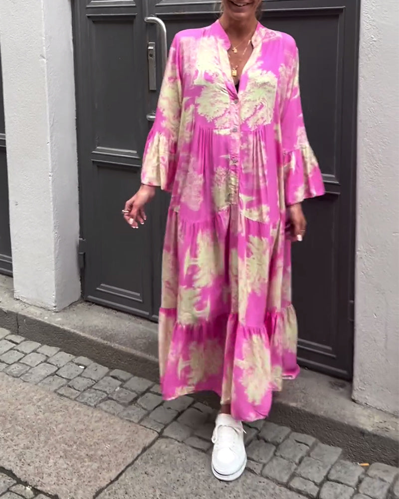Noor | Patchworkjurk met V-hals en Klokmouwen