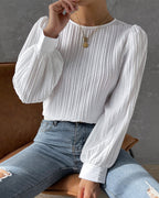 Roos | Lantaarnmouwen Effen Blouse