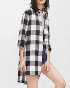 Marloes | Shirt met Lange Mouwen en Geruite Print