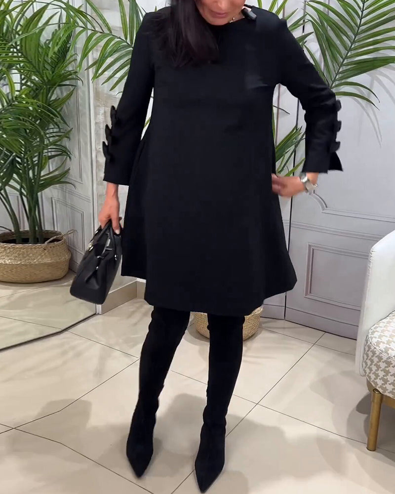 Tessa | Casual Knielange Jurk met Lange Mouwen