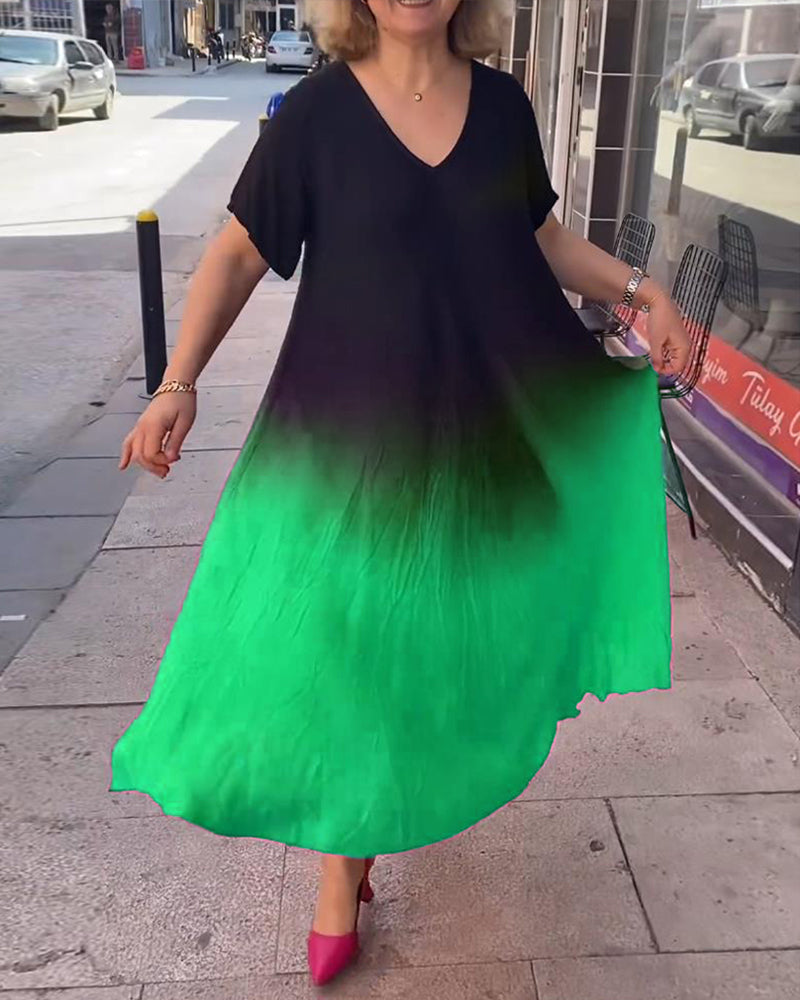 Anna | Casual Geplooide Ombre-jurk