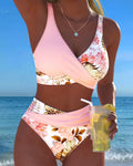 Bikini con stampa floreale a contrasto in spacco