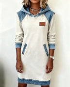 Roos | Hoodiejurk met Contrasterende Details