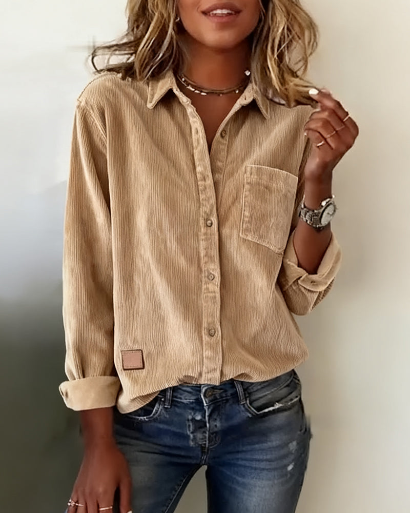 Modieus corduroy overhemd met reverskraag
