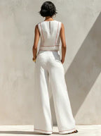 Vittoria | Completo Bianco con Top Senza Maniche e Pantaloni a Gamba Larga