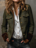 Onorina | Blazer Vintage a Chevron con Bordi a Contrasto