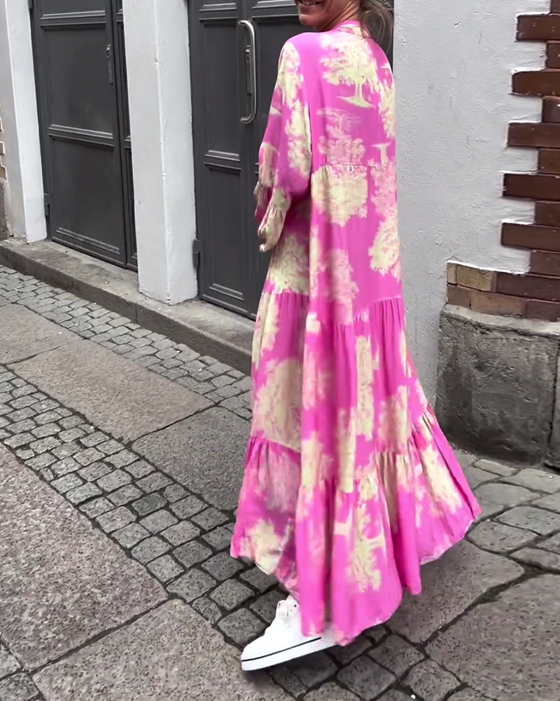 Noor | Patchworkjurk met V-hals en Klokmouwen