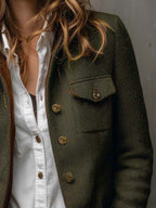 Onorina | Blazer Vintage a Chevron con Bordi a Contrasto