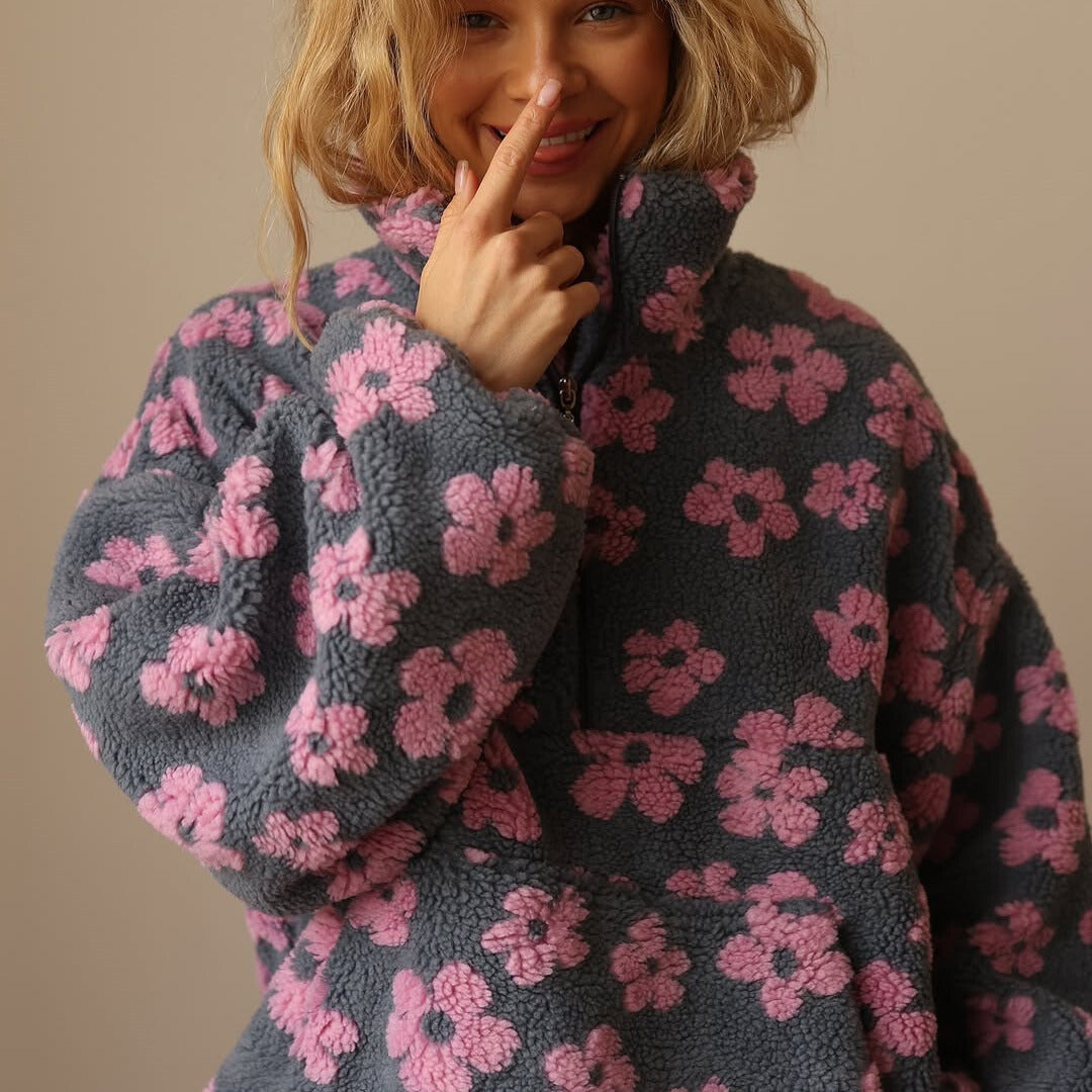 Marloes | Fleecetrui met Bloemenprint