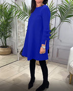 Julia | Casual Knielange Jurk met Lange Mouwen