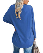 Eenkleurig V-hals T-shirt met lange mouwen