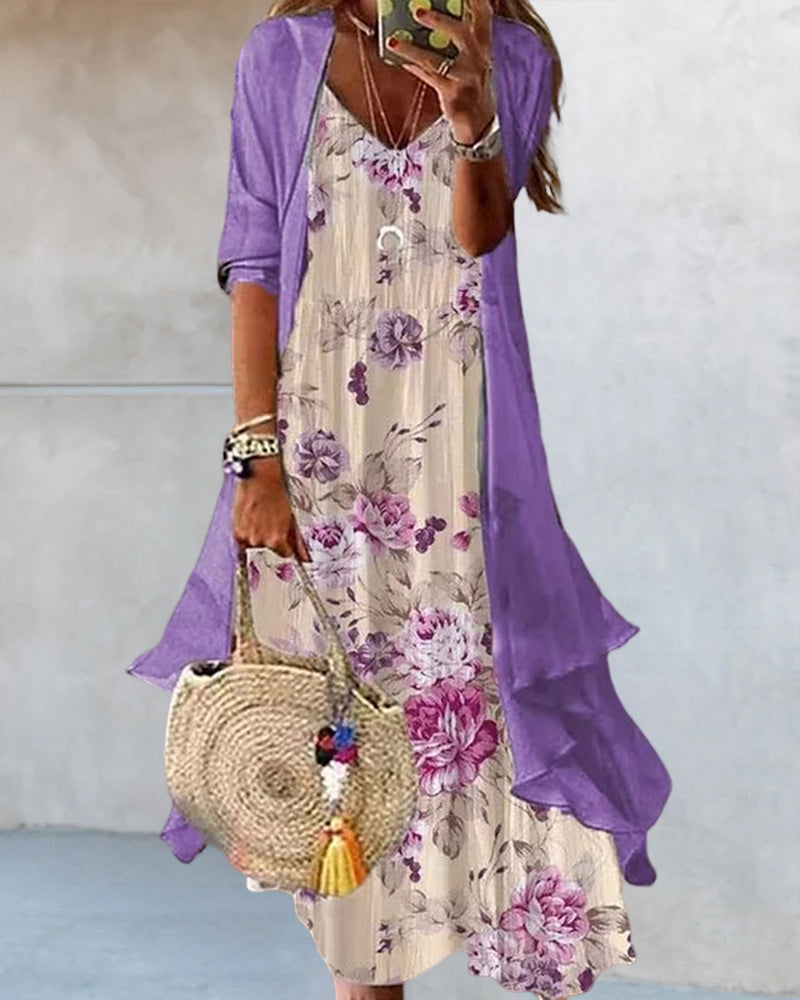 Roos | Tweedelige Slingjurk met Print