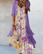 Roos | Tweedelige Slingjurk met Print