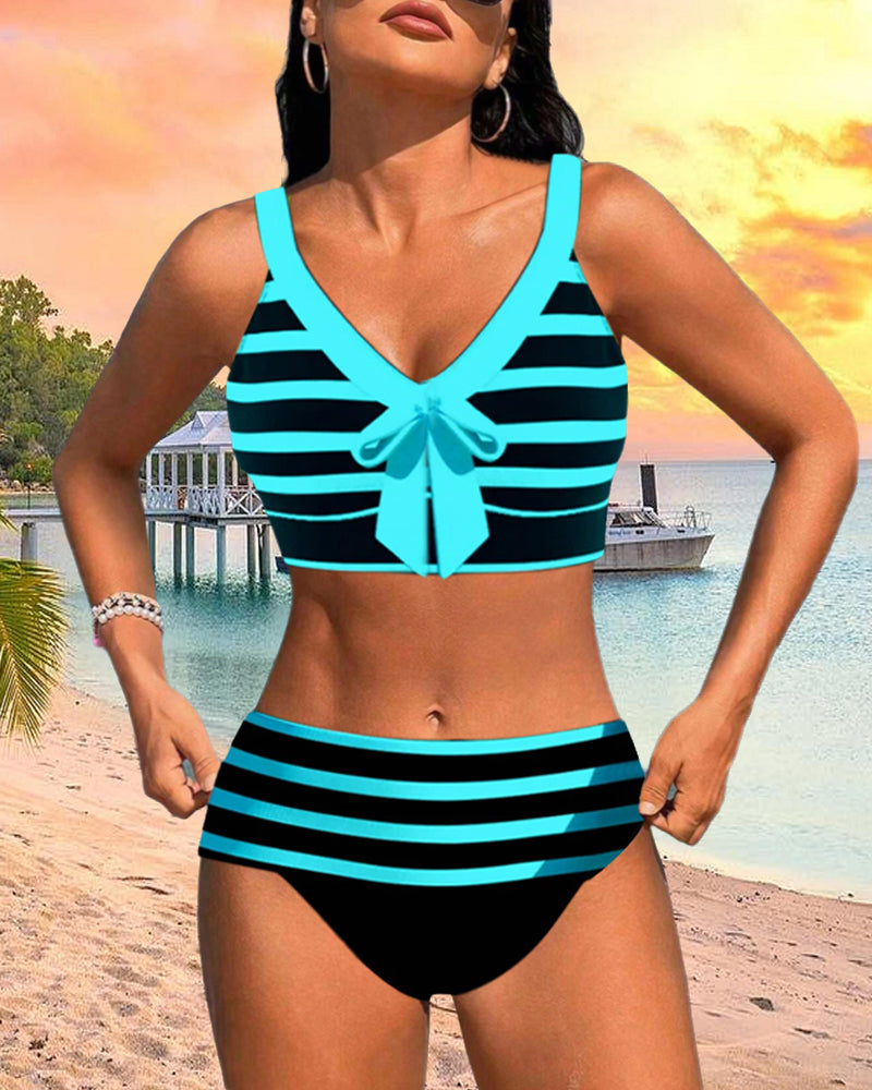 Sophie | Gestreepte Bikini met Hoge Taille