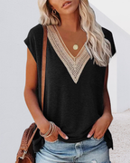 Ilse | V-hals T-shirt met Kant