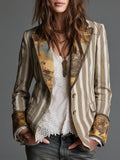 Susanna | Blazer Boho a Righe con Collo Stampato